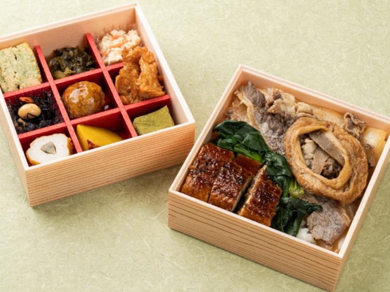 鰻ちらし・あふそや特製牛丼と彩り9升の二段弁当
